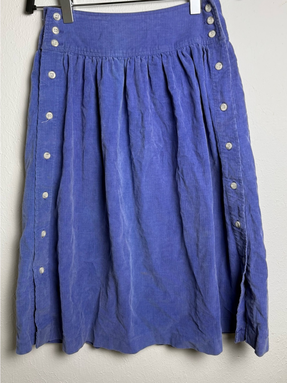 VTG Women's Blue soft Corduroy Button-Front Skirt